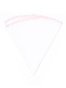 White Linen/Pink/White Gingham Trim Linen Pocket Circle